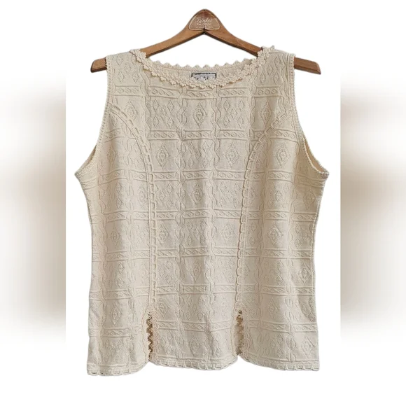 Cotton Salsa - Vintage Hand-Loomed In Peru 100% Cotton Sleeveless Top - Picture 2 of 9